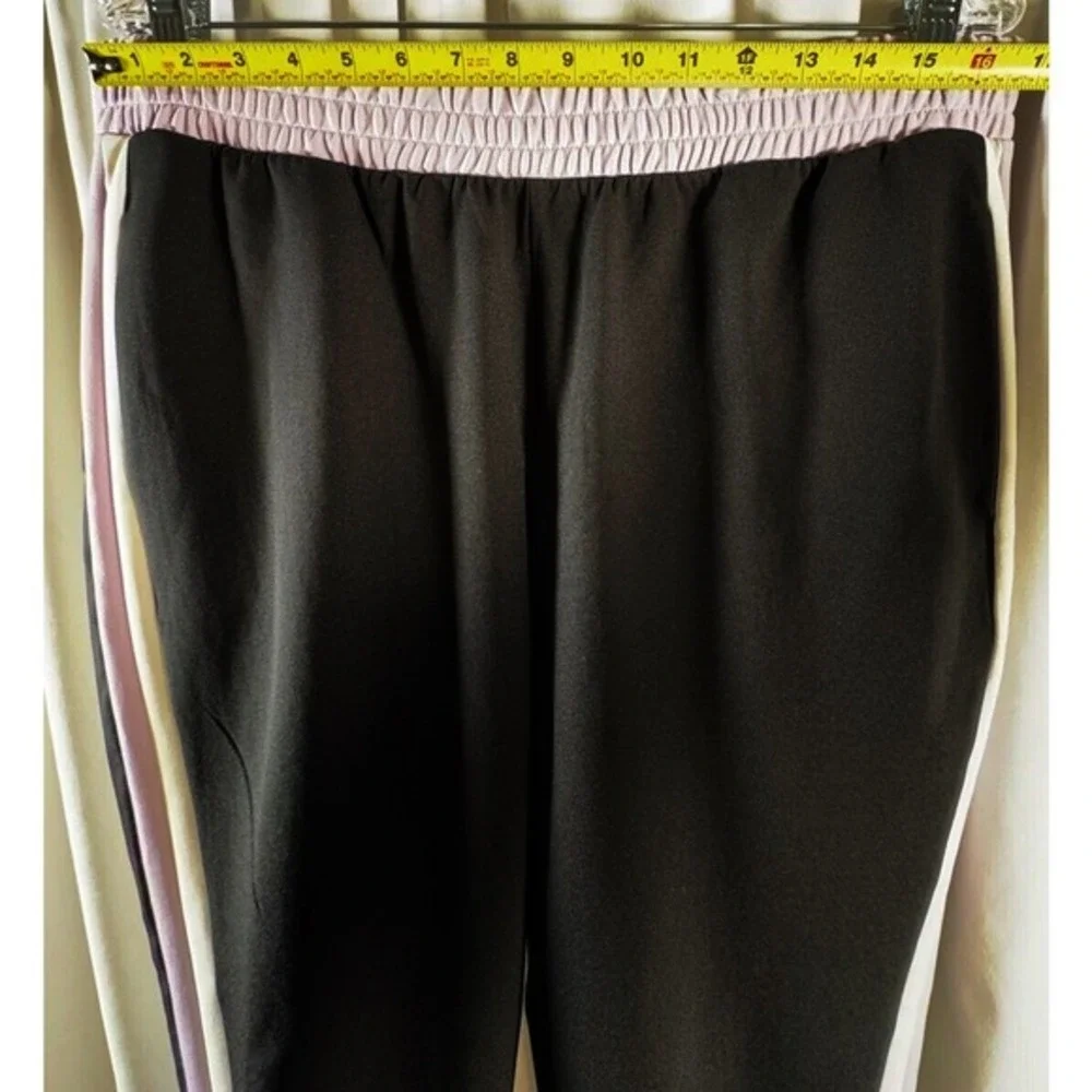 Zara Black Lilac Purple Side Stripe Jogger Pants Elastic Waist XL Preppy 74-01 - Picture 4 of 11